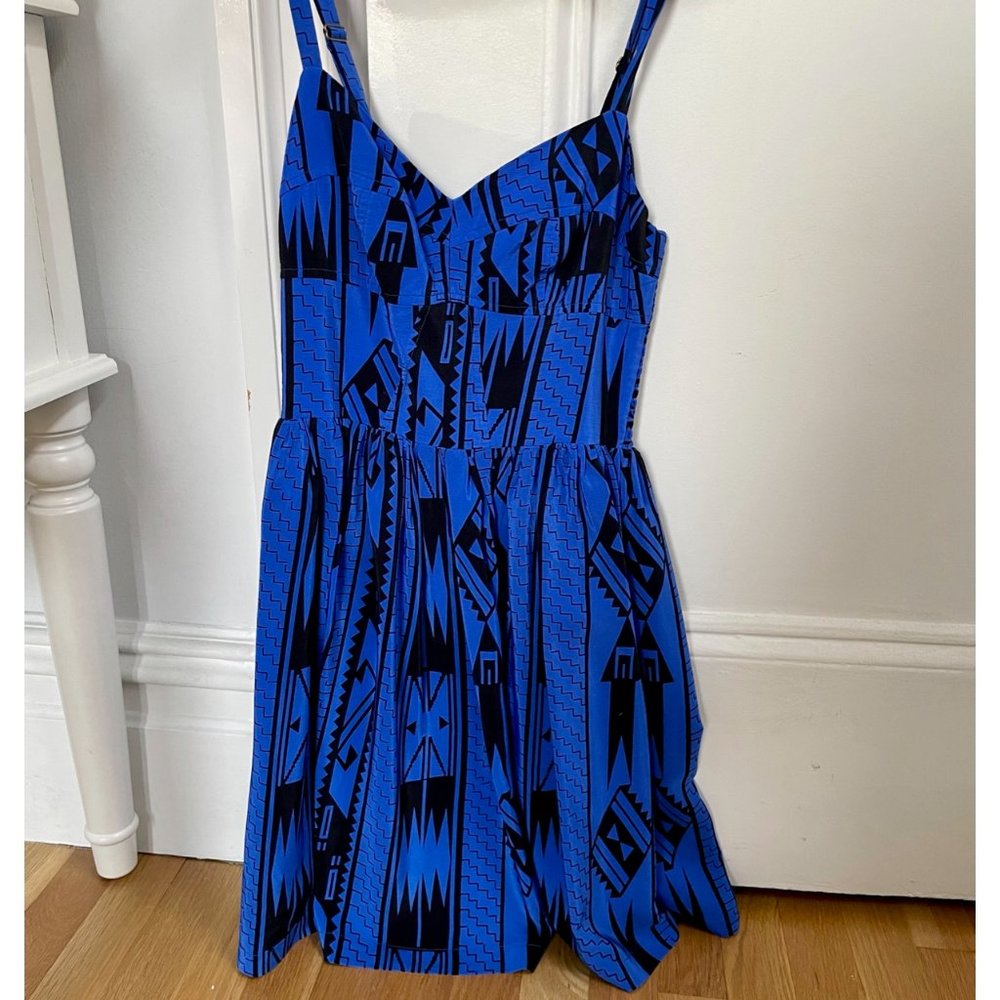 Amanda Uprichard Blue Tribal Print Mini Dress